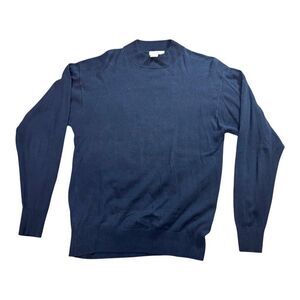 Vintage Va Bene Mens Navy Blue Silk & Cotton Ribbed Sweater Size S Mr Rogers